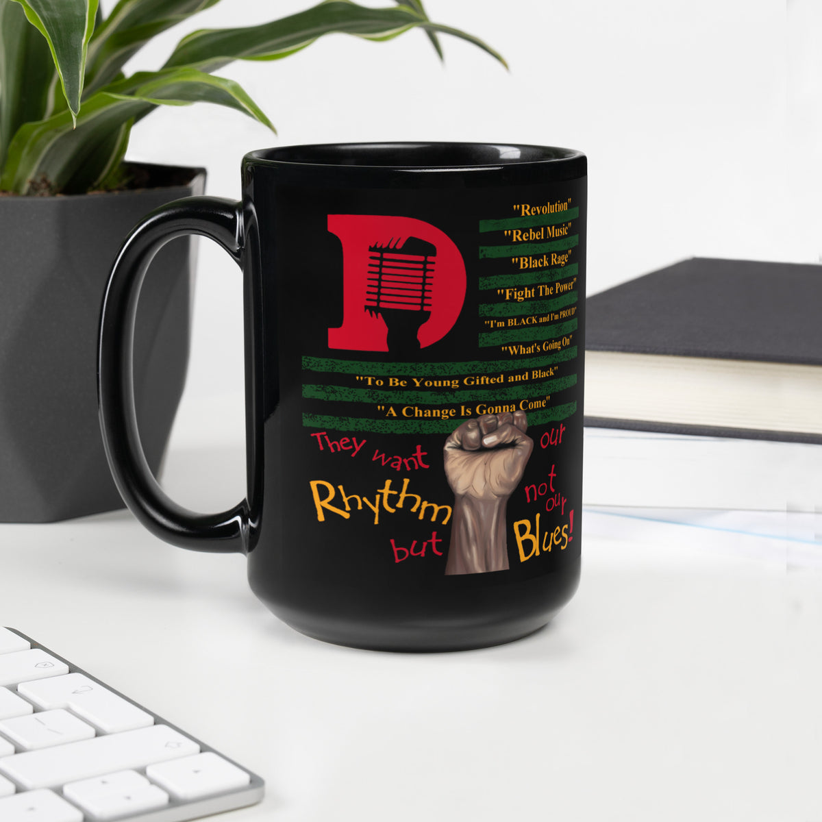 Rhythm and Blues Black Glossy Mug - D'Mello Soul Apparel